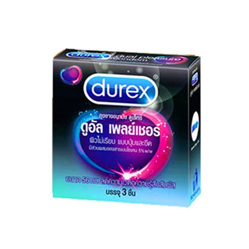 ถุงยางอนามัย Durex Dual Pleasure (อึด-นาน-ผิวไม่เรียบ 56 mm)